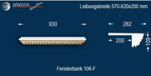 Komplette Fensterbank Egeln 106F 570-620-200