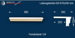 Komplette Fensterbank Saarland 124 620-670-200