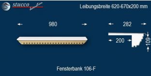 Komplette Fensterbank Senden 106F 620-670-200