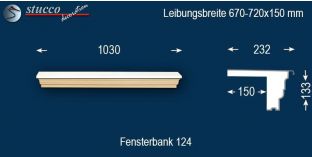 Komplette Fensterbank Thüringen 124 670-720-150