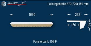 Komplette Fensterbank Enger 106F 670-720-150