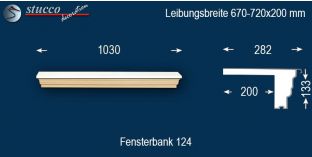 Komplette Fensterbank Stuttgart 124 670-720-200
