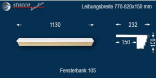 Komplette Fensterbank Löbau 105 770-820-150