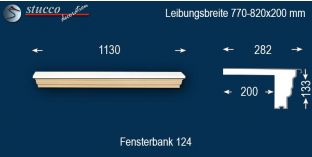 Komplette Fensterbank Solingen 124 770-820-200
