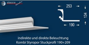 Stuckleiste für kombinierte Beleuchtung Dortmund 190+209