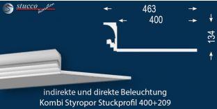 Stuckprofil für kombinierte Beleuchtung Dortmund 400+209