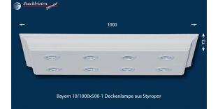 LED Deckenlampe Bayern 10/1000x500-1 mit Stuck und LED Spots
