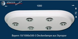 Design Stucklampe aus Zierleisten mit LED Spotlampen Bayern 10/1000x500-3 