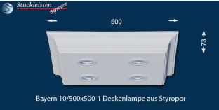 Bayern 10/500x500-1 Styropor Deckenlampe mit LED Spots