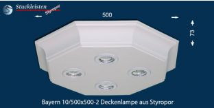 Stucklampe aus Zierleisten mit LED Einbauleuchten Bayern 10/500x500-2