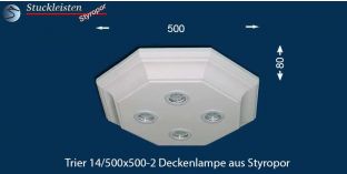LED Deckenbeleuchtung Trier 14/500x500-2 Design Lampe mit Stuck und LED Spots