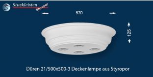 LED Deckenbeleuchtung Düren 21/500x500-3 Design Lampen mit Stuck und LED Spots