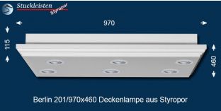 Design Stucklampe Berlin 201/970x460 mit warmweißen LED Spots und RGB LED Strip