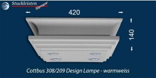 Design Stucklampe Cottbus 308/209 mit warmweißen LED Spots und LED Strip