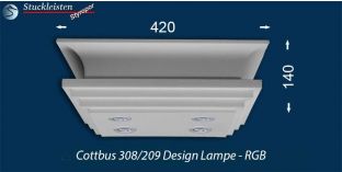 Design Stucklampe Cottbus 308/209 mit warmweißen LED Spots und RGB LED Strip
