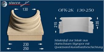Beschichteter Säulenfuß OFK-2K 130/250 mit geschwungenem Stuckmuster und quadratischem Sockel Beschichteter Säulenfuß OFK-2K 130/250 mit geschwungenem Stuckmuster und quadratischem Sockel