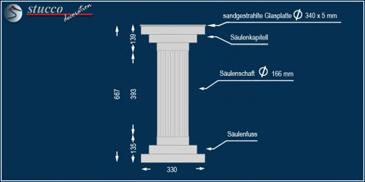 Zeichnung mit Maßen zur Dekosäule Hartschaum ODM 340/667 Zeichnung mit Maßen zur Dekosäule Hartschaum ODM 340/667