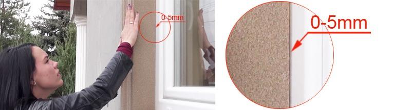 Abstand zwischen Fenster und Leibungsverkleidungsprofil beträgt maximal 5 mm