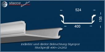 Indirekte Beleuchtung - U-Profil Stuckleiste Essen 400+2x202
