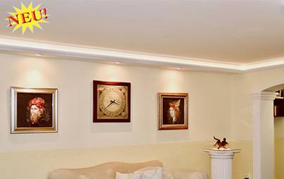 4 lfm - KH906 Dekorative 4 x 1 m LED Decken- und Wand-Stuckleisten vorgefertigte Duropolymer für indirekte Beleuchtung mit LED-Streifen besser als Styropor 