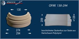 Säulenfuß mit Quarzsand-Kunstharzbeschichtung zu Stucksäule aus Styropor OFKK 130-294 Säulenfuß mit Quarzsand-Kunstharzbeschichtung zu Stucksäule aus Styropor OFKK 130-294