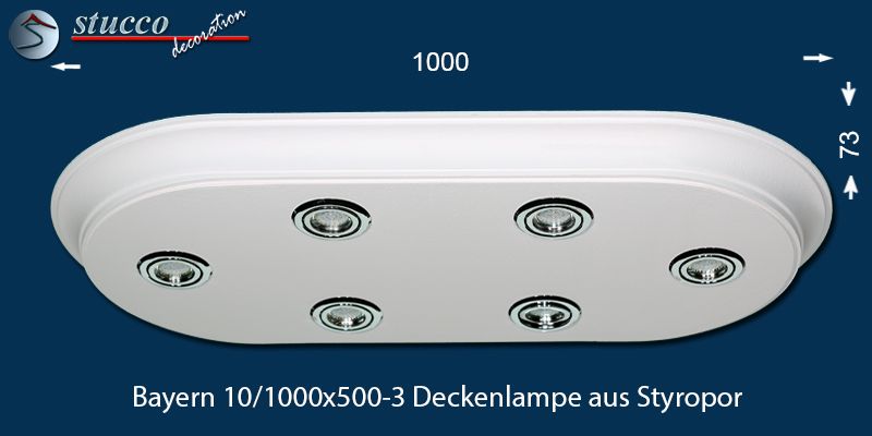 Design Stucklampe aus Zierleisten mit LED Spotlampen Bayern 10/1000x500-3 