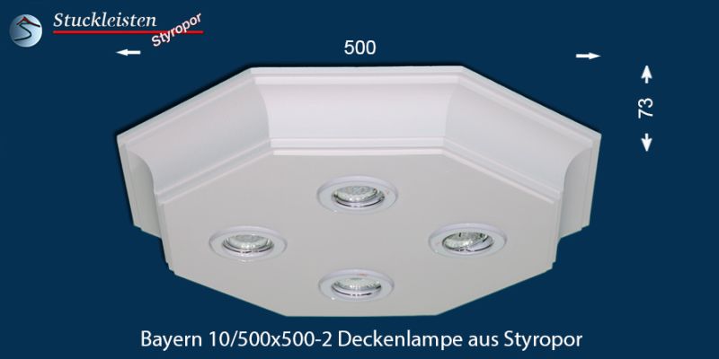 Stucklampe aus Zierleisten mit LED Einbauleuchten Bayern 10/500x500-2