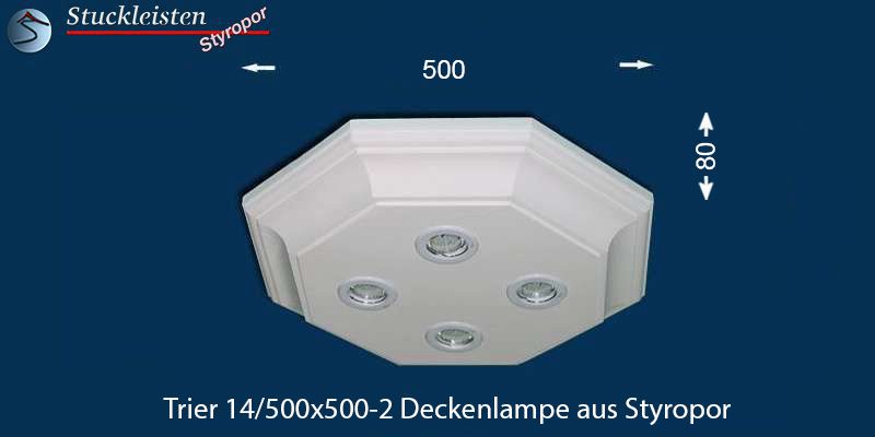 LED Deckenbeleuchtung Trier 14/500x500-2 Design Lampe mit Stuck und LED Spots