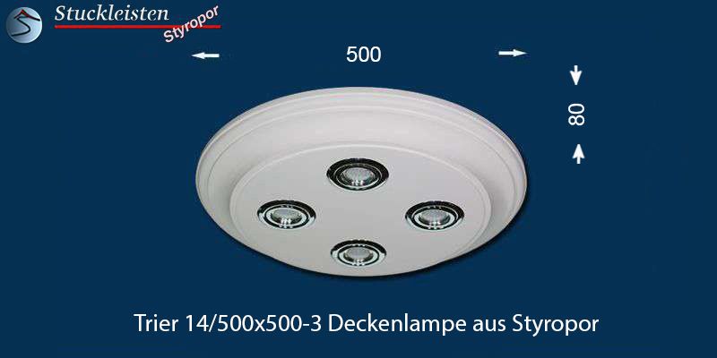 LED Deckenbeleuchtung Trier 14/500x500-3 Design Lampen mit Stuck und LED Spots