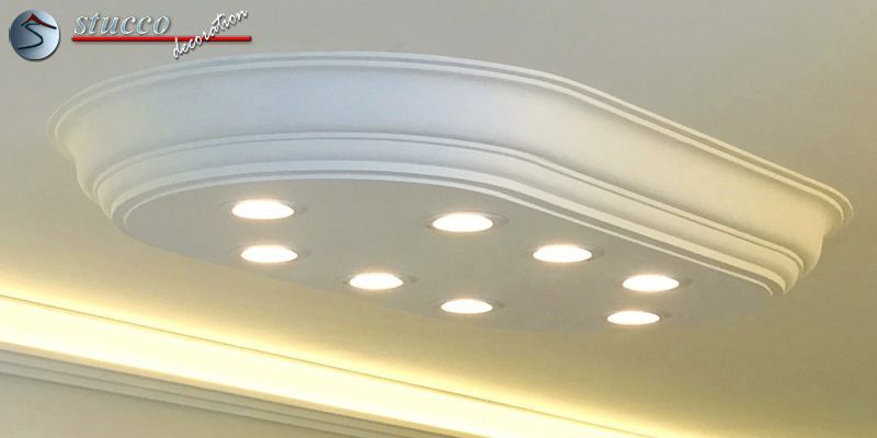 LED Deckenbeleuchtung Düren 21/1000x500-3 Design Lampen mit Stuck und LED Spots