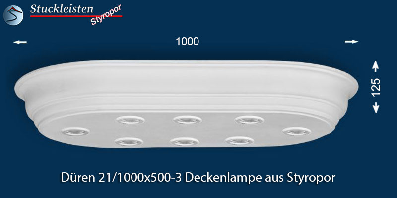 LED Deckenbeleuchtung Düren 21/1000x500-3 Design Lampen mit Stuck und LED Spots