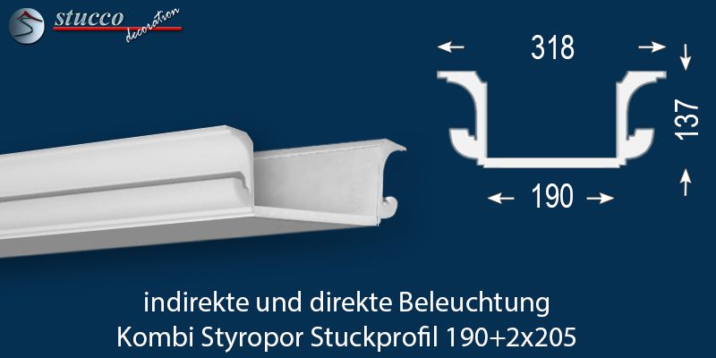 Stuckprofil für Kombi Beleuchtung München 190+2x205