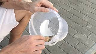 Etwas Beschichtungsmasse mit ein wenig Wasser gut verrühren