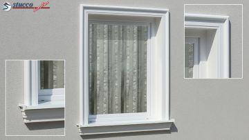 Fensterverzierung mit beschichteter Zierleiste Dresden 121 und Alu Fensterbank 124 Fensterverzierung mit beschichteter Zierleiste Dresden 121 und Alu Fensterbank 124