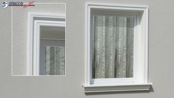 Fensterumrandung mit beschichteter Zierleiste Oxford 102 und Alu Fensterbank 124 Fensterumrandung mit beschichteter Zierleiste Oxford 102 und Alu Fensterbank 124