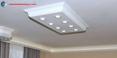 LED Deckenlampe Bayern 10/1000x500-1 mit Stuck und LED Spots