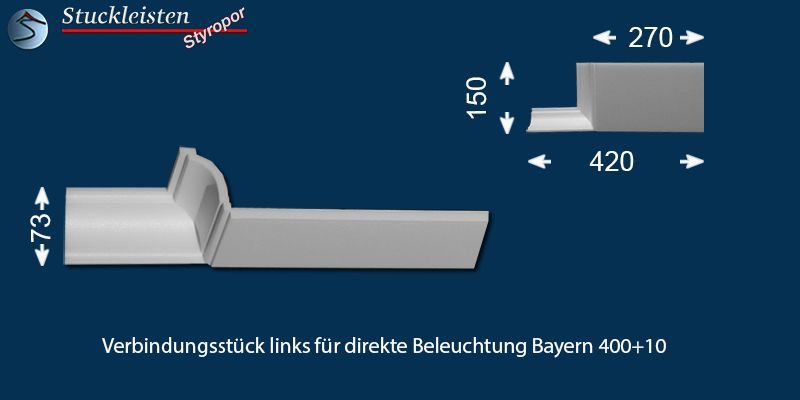 Verbindungsstück links für direkte Beleuchtung Bayern 270+10