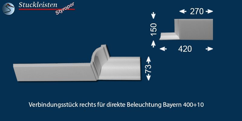 Verbindungsstück rechts für direkte Beleuchtung Bayern 270+10