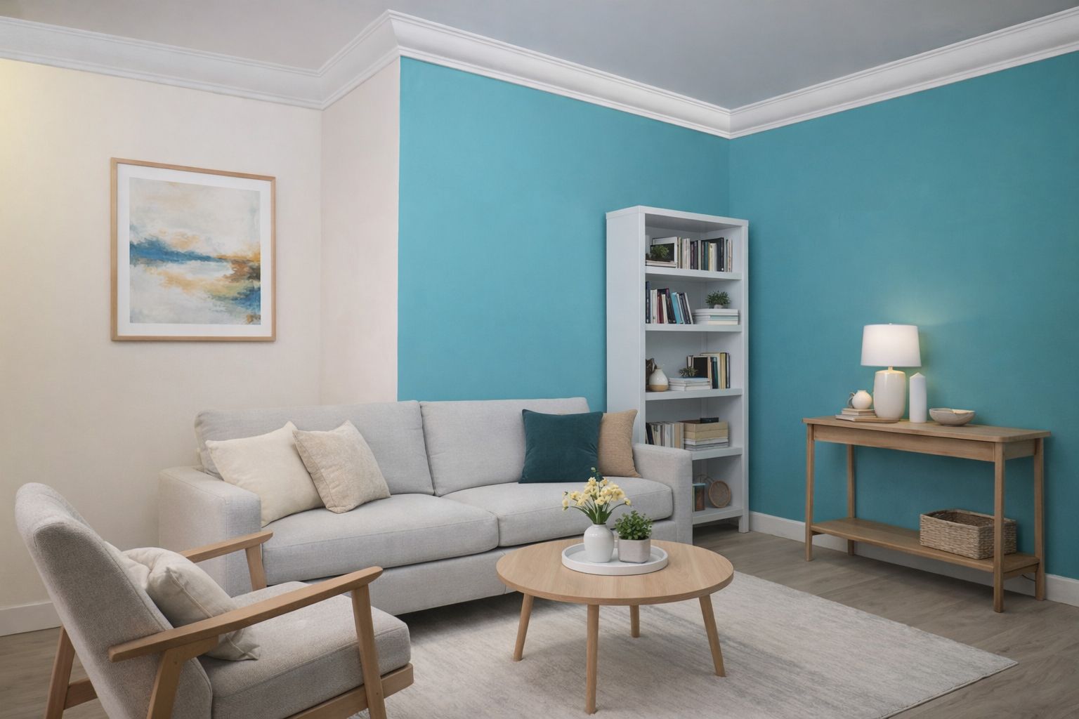 schlichtes Wohnzimmer mit der Styropor Stuckleiste Paris 34 schlichtes Wohnzimmer mit der Styropor Stuckleiste Paris 34