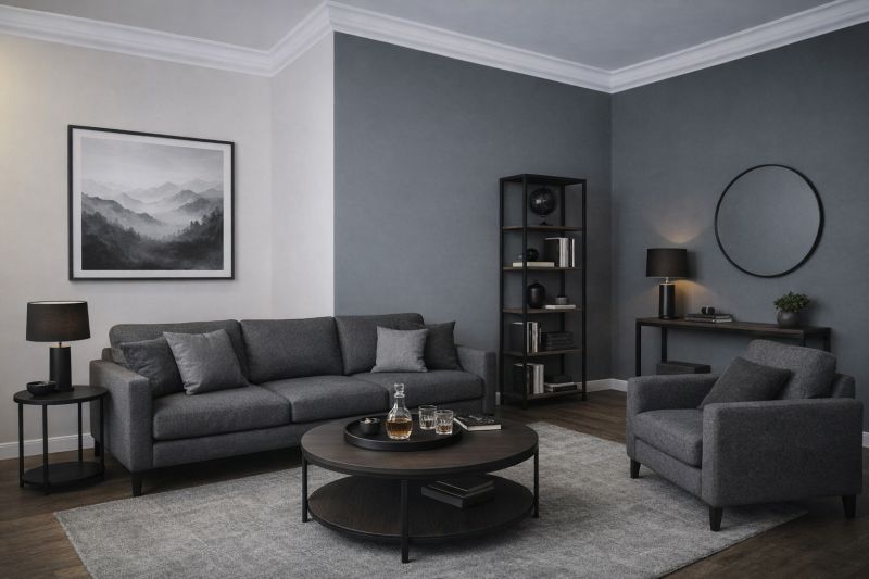 Stuckleiste aus Styropor Budapest 42 in einem modernen dunklen Wohnzimmer Stuckleiste aus Styropor Budapest 42 in einem modernen dunklen Wohnzimmer