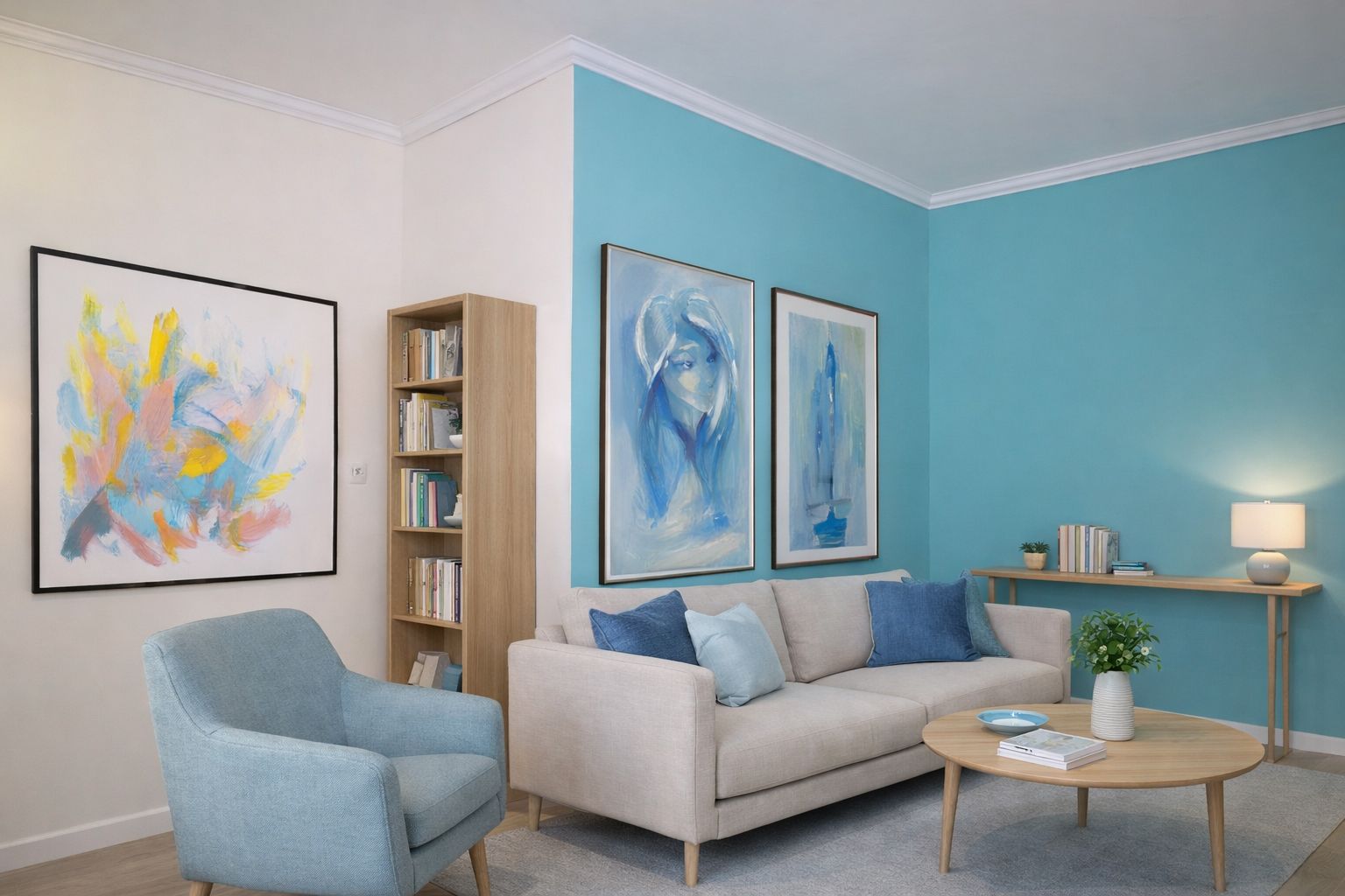 Stuckleisten in einem modernen Wohnzimmer Stuckleisten in einem modernen Wohnzimmer