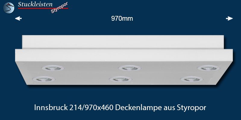 Design Stucklampe Innsbruck 214/970x460 mit warmweißen LED Spots und RGB LED Strip