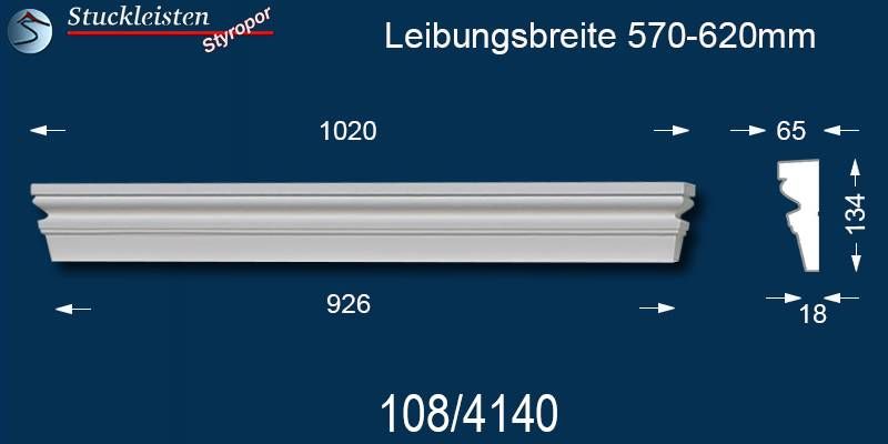 Beschichteter Fassadenstuck Tympanon gerade Ankara 108/570-620