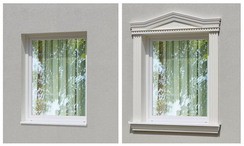 Fensterumrandung mit Stuck vorher-nachher Fensterumrandung mit Stuck vorher-nachher