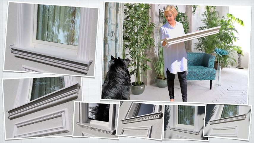 Fassadendekoration mit Gesimsprofilen und Fensterbänken