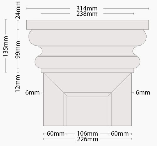 Kapitell zur quadratischen Säulenverkleidung Kapitell zur quadratischen Säulenverkleidung