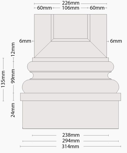 Säulenfuß zur quadratischen Säulenverkleidung Säulenfuß zur quadratischen Säulenverkleidung