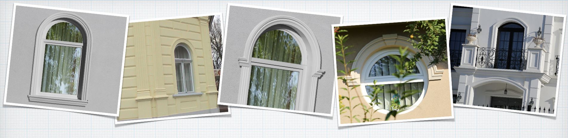 Fassaden Stuck für geschwungene Fensterformen mit biegsamen Fassadenprofilen Fassaden Stuck für geschwungene Fensterformen mit biegsamen Fassadenprofilen