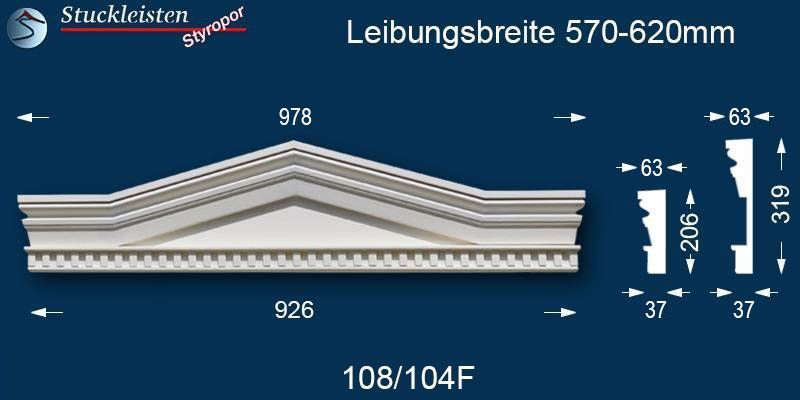 Beschichteter Außenstuck Dreieckbekrönung Mainz 108/104F 570-620