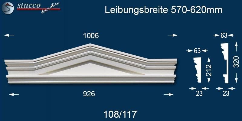 Beschichtete Außenstuck Dreieckbekrönung Dortmund 108/117 570-620